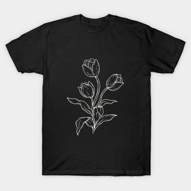 outline bunga tulip illustration T-Shirt by Royal Tings